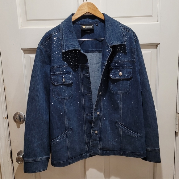 Christine Alexander Jackets & Blazers - Christine Alexander Embellished Denim Jacket – Size 2X EUC